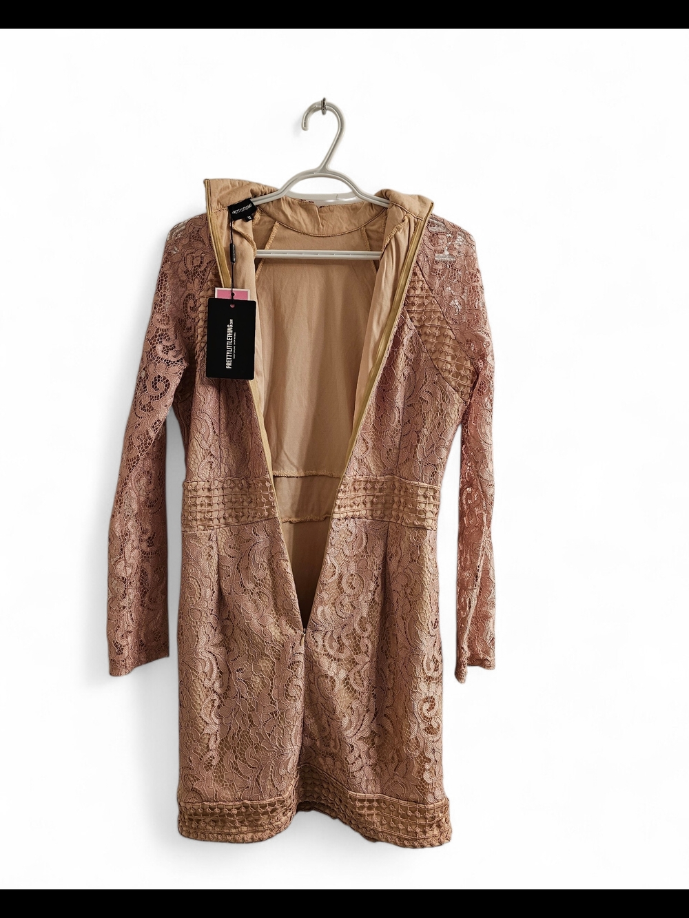 Pretty Little Thing Dusty Rose Lace Long Sleeve Dress - Picture 3 of 3